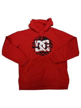 DC Red Pullover Hoodie with Logo Graphic - XL